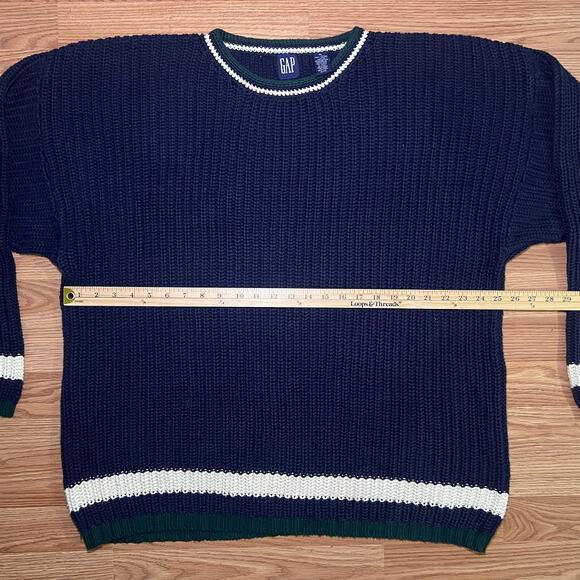 Gap Made in UK Navy Knit Sweater XL 90s Style Preppy Ivy League Slouchy Grandpa - Picture 4 of 7